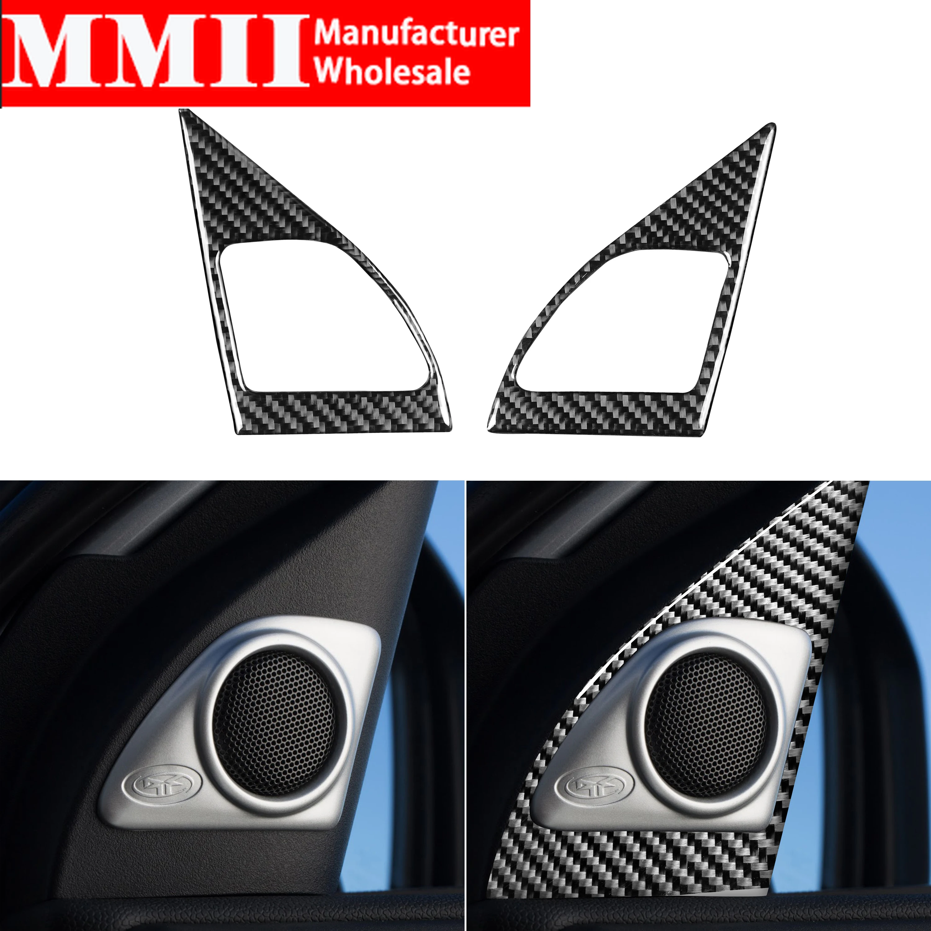 Carbon Fiber For Mitsubishi Lancer GTS 2008-2015 Decorative Door Speakers Sticker Tweeters Modified Cover Trim Car Accessories