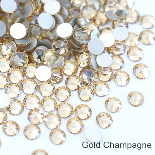 Gold Champagne 1000 шт блестящие стразы, стеклянные стразы без горячей фиксации, стразы с плоским основанием, стразы без горячей фиксации, украшения для ногтей Y2802 - Цвет: Gold Champagne