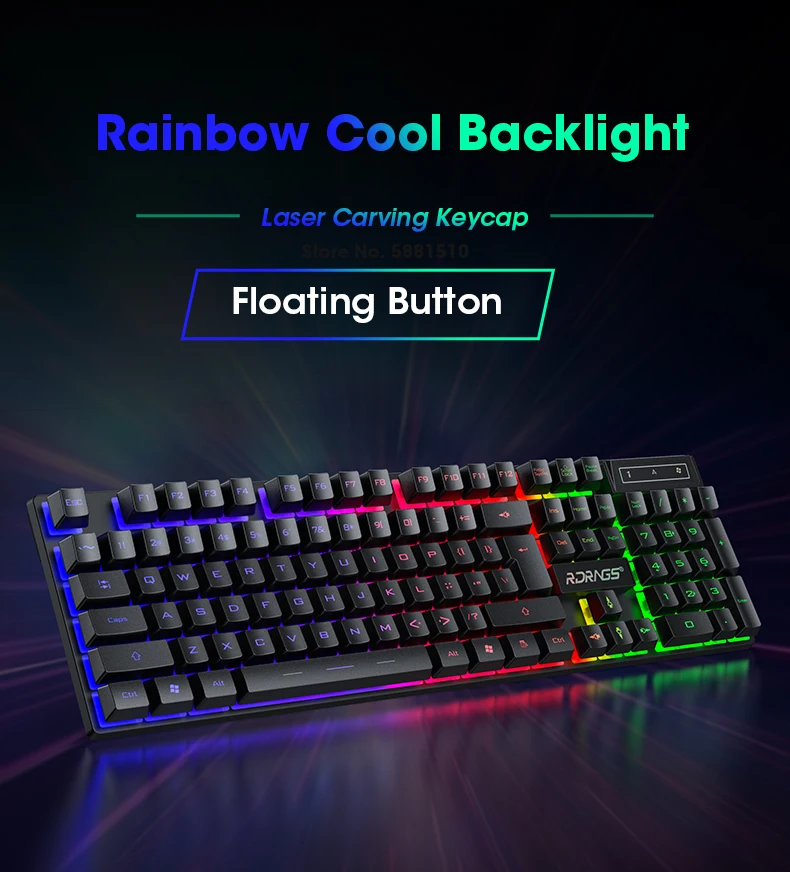 

Light Keyboards and Mouse Wired Backlight Mechanical Feeling Keyboard Gamer 3200DPI Gaming Combo Mouse for PC Laptop Computer