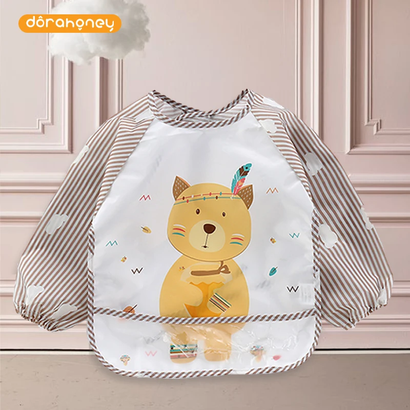 Детский водонепроницаемый фартук с длинным рукавом и милым рисунком |