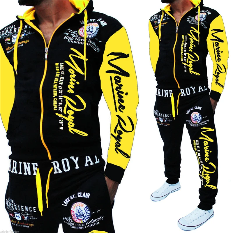 

Men's sweater casual sportswear hooded sweater pants suit letter printing sportswear men's matching two-piece suit 2021