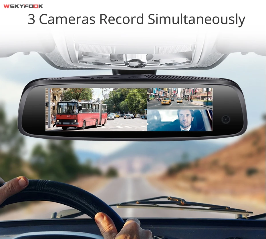 " ips Touch 4G ADAS gps навигация Android 5,1 Dashcam 3 канала Cam DVR камера с оперативной памятью 2 ГБ+ rom32гб зеркальный видеорегистратор