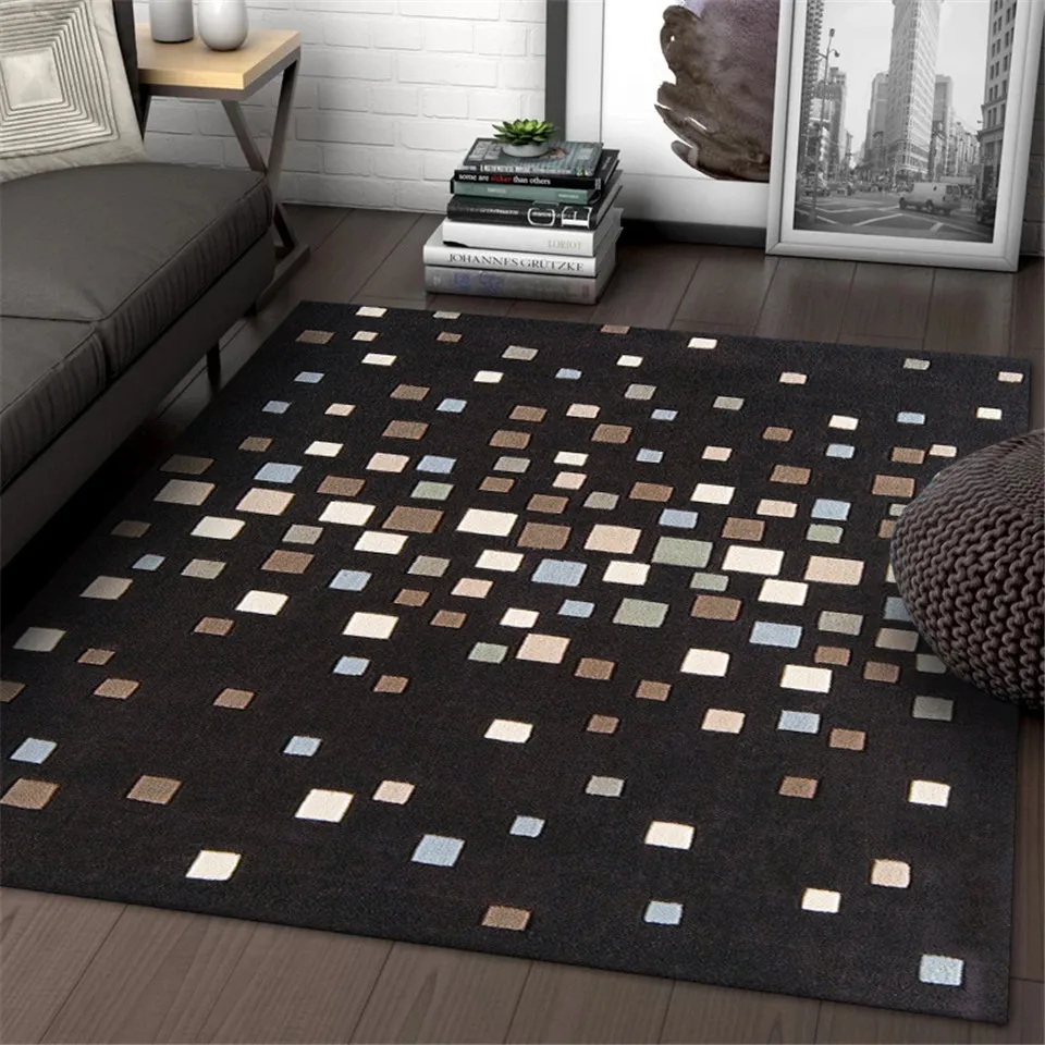 

Wishstar Modern Black Multicolor Cube Geometric Pattern Rug Soft Carpet For Living Room Anti-slip Toilet Bath Mats