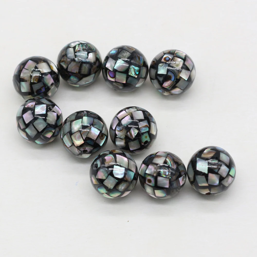 

5pcs Natural Shell Loose Beads 12x12mm Round Abalone Shell Beads for Jewelry Necklace Bracelet Accessories Making