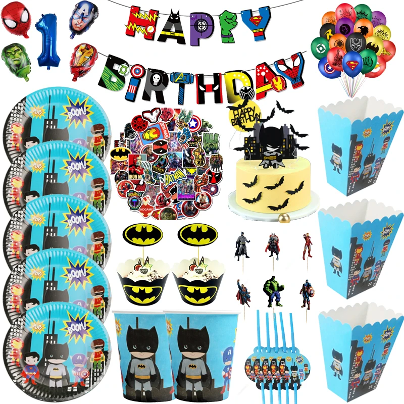 Одноразовая посуда для вечеринки супергероев Мстители тарелка чашка скатерть