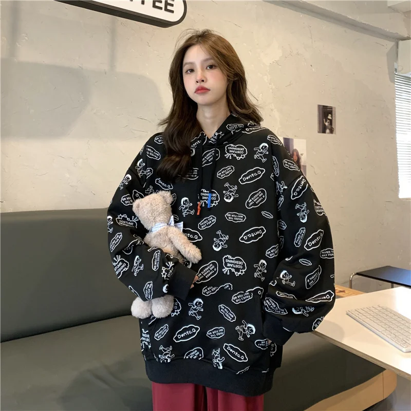 Модная Популярная свободная одежда с капюшоном в Корейском стиле | Женская