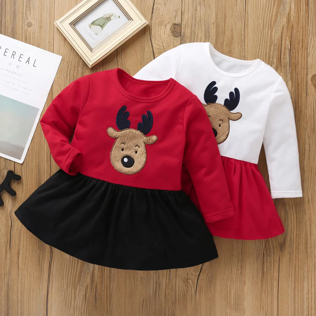 Рождественское рождественское платье принцессы с длинными рукавами и рисунком