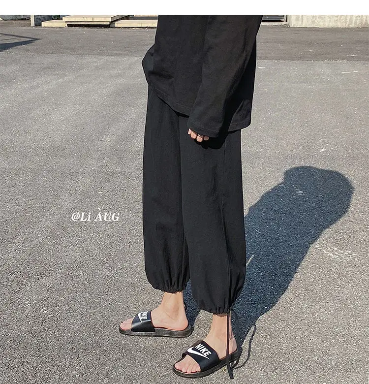 Брюки-султанки мужские льняные до щиколотки Джоггеры в стиле Харадзюку уличная