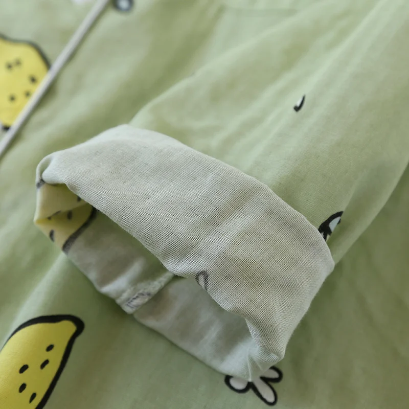 

New Spring and Autumn Ladies Pajamas, Cotton Gauze, Long-sleeved Home Clothes Fresh and Cute Summer Thin Plus Size Two Piece Set