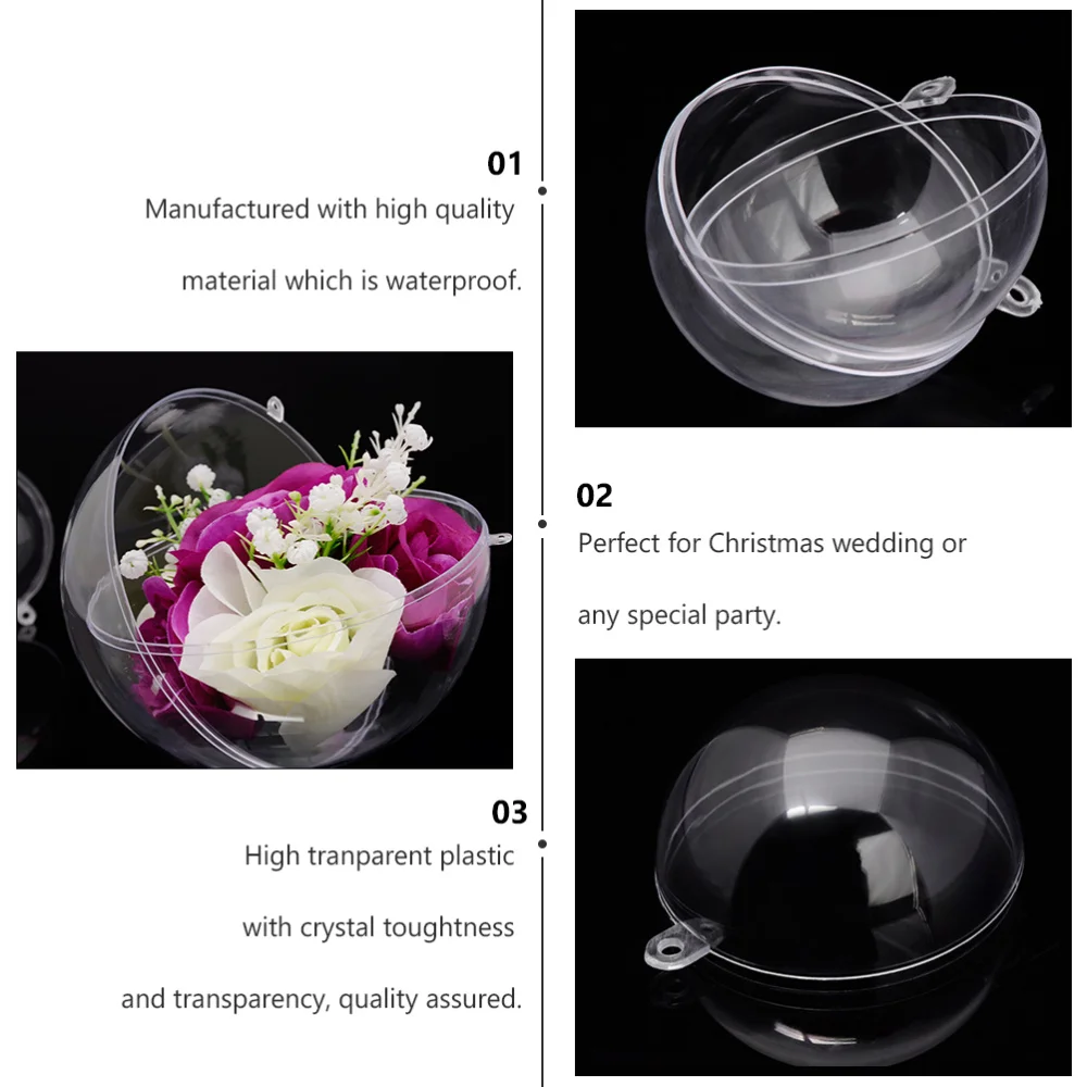 

24 Pcs 1 Bag Christmas Fillable Ornaments Round Gift Cases (Transparent)