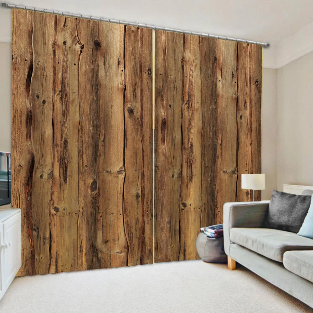 

Morden Decoration curtains Customized size Luxury Blackout 3D Window Curtains For Living Room brown woods curtains