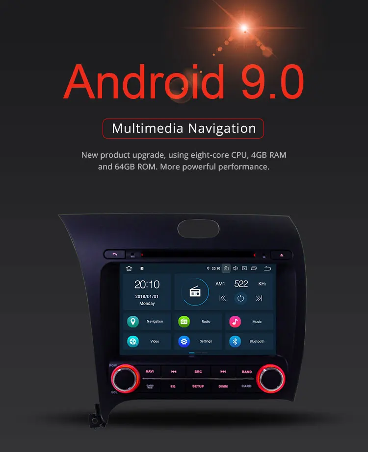 TOPBSNA Android 9,0 автомобильный DVD мультимедийный плеер для Kia CERATO K3 FORTE 2013 wifi автомобильный Радио плеер с gps-навигатором авто FM