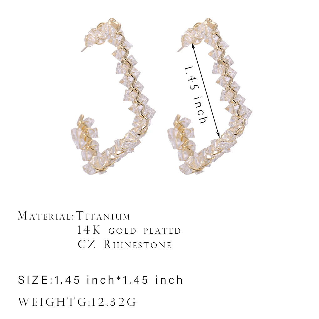 

ONYSS 2021 New Fashion Women Beautiful Luxury Jewelry Earring CZ Zircon 14K Gold Plated Big Earring For Women