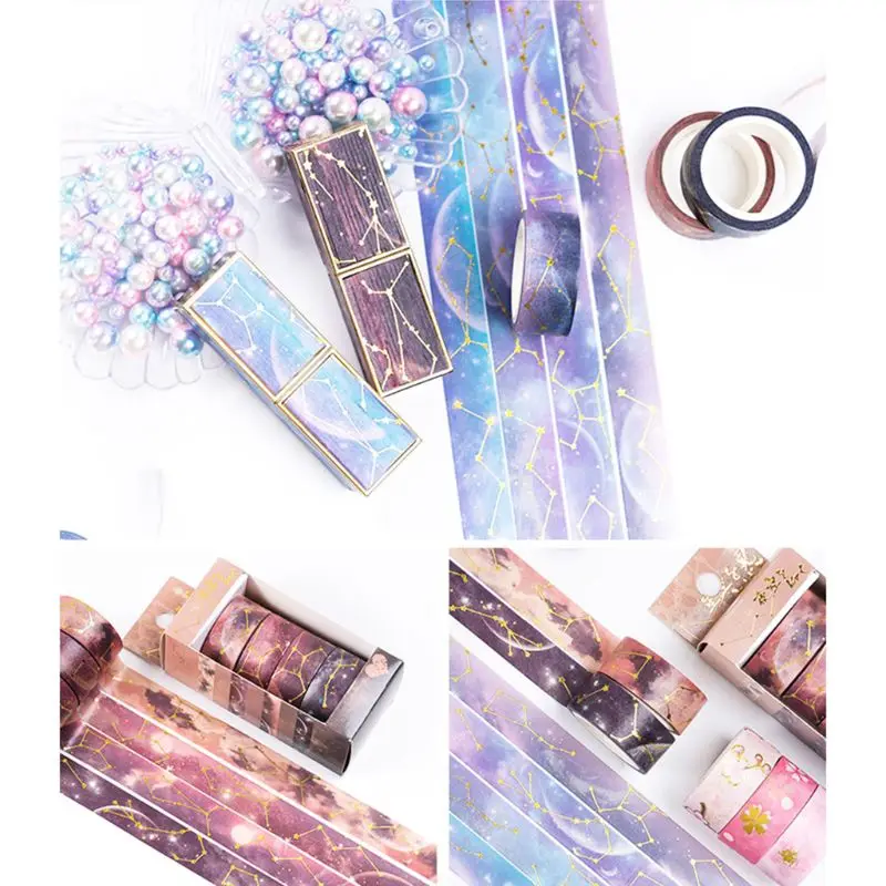 

Starry Sky Cherry Blossoms Washi Tape Set Adhesive Tape DIY Scrapbooking Sticker Label Stationery