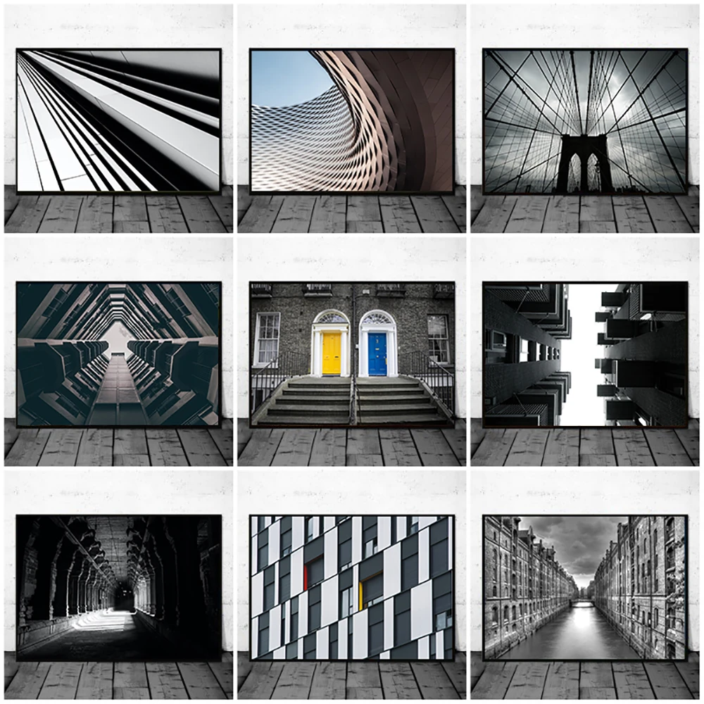 

Black And White Artistic Building structure Posters and Prints Wall Art Canvas Painting Wall Pictures For Living Room Decor