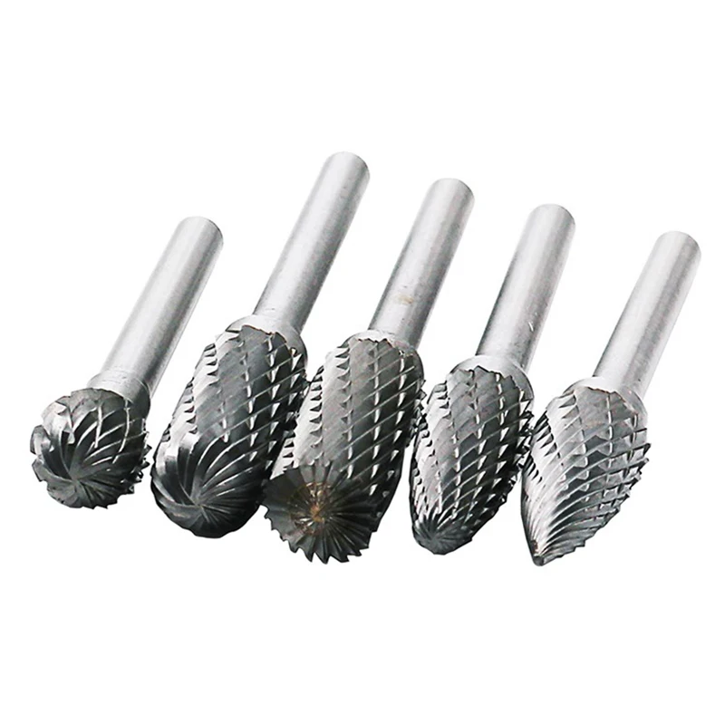 Carbide Tungsten Steel Grinding 6x10 6x12mm Rotary Boring Cutter 5Pcs/Set  Woodworking Wood Carving Knife For Woodwork Tools