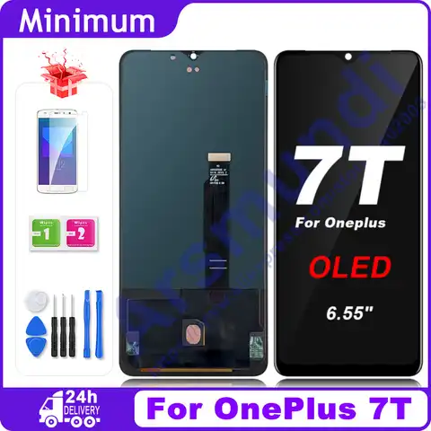 OLED-дисплей 6,55 дюйма для OnePlus 7T, ЖК-дисплей кодирующий преобразователь сенсорного экрана в сборе дюйма, запасные части для One Plus 7T 1 + 7T