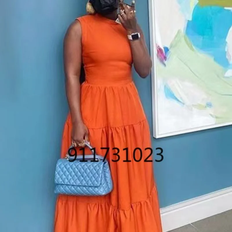 2021 Summer Dresses for Women African Ladies Dress Sleeveless Evening Gowns Elegant Outfit Party Clothing | Тематическая одежда и