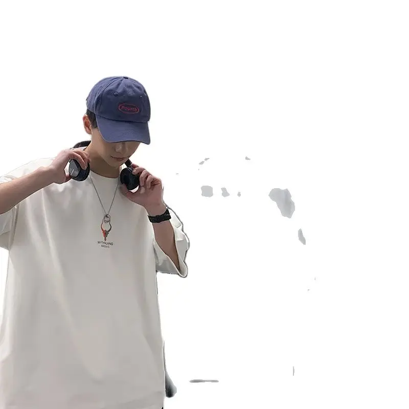 

The new hot style ox head ice oxygen cool cotton T-shirt men's popular logo short sleeves loose half sleeves all-match shirt