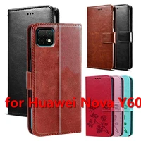 for Huawei Nova Y60 Leather Case for Huawei Nova Y60 Cover Classic Style Flip Wallet Phone Cases Women Men