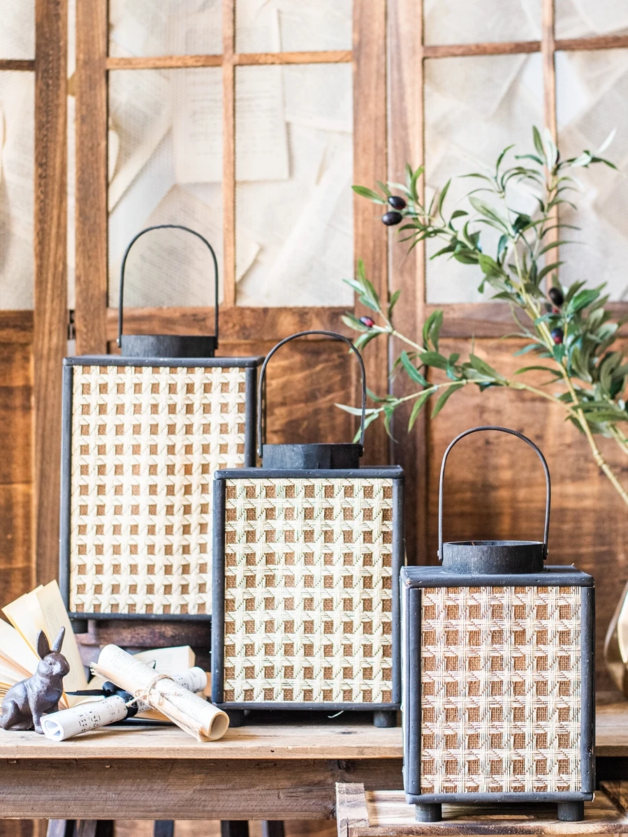 

Vintage Art Candle Holder Rural Farmhouse Hollow Holder Tealight Candlestick Hanging Lantern Large Porta Velas Home Decor AB50ZT