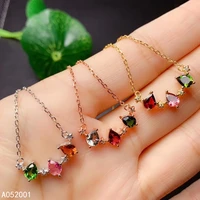 kjjeaxcmy fine jewelry natural tourmaline 925 sterling silver women pendant necklace chain support test classic hot selling