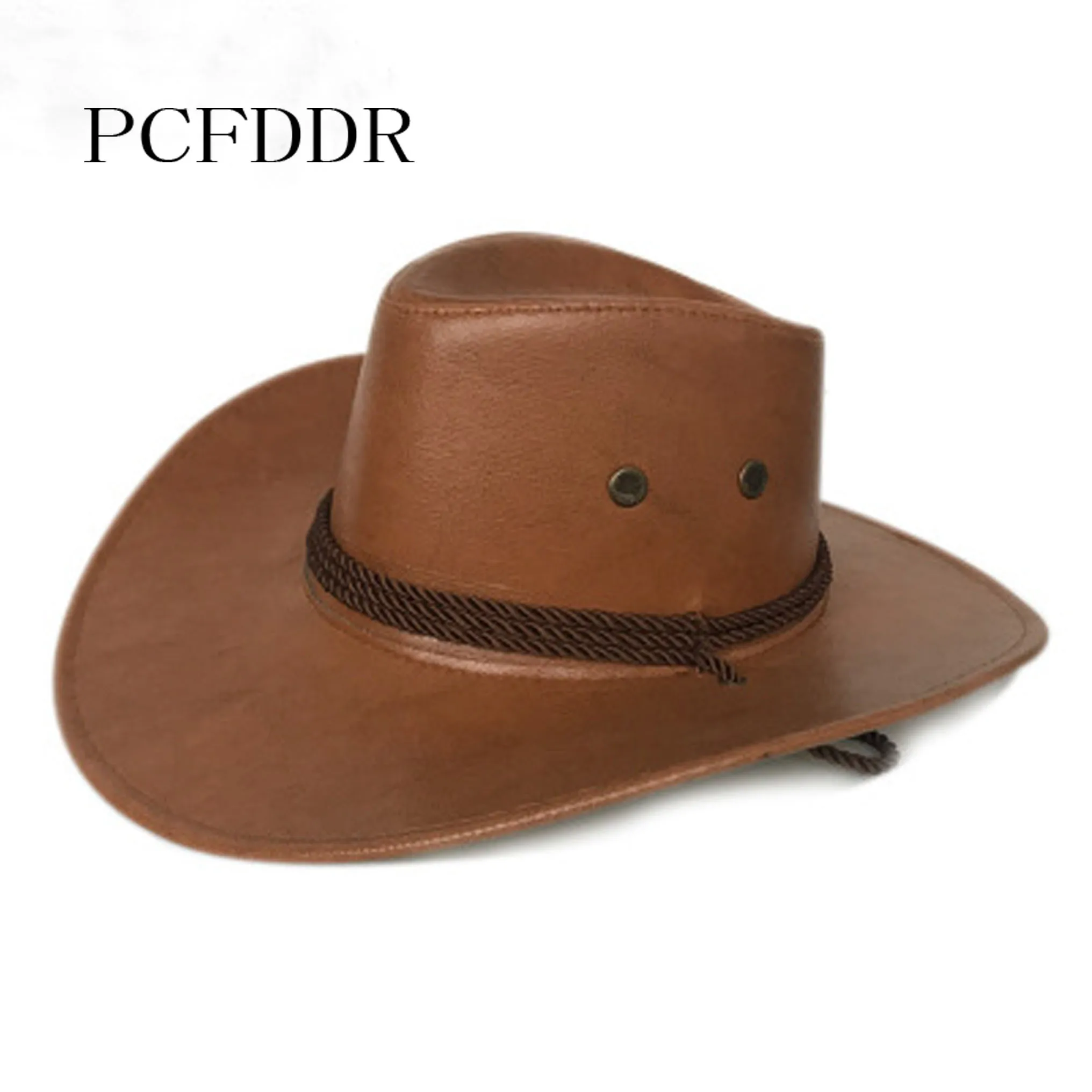 

PCFDDR Western Cowboy Hat imitation leather smooth hat men and women outdoor leisure Riding Hat Knight hat