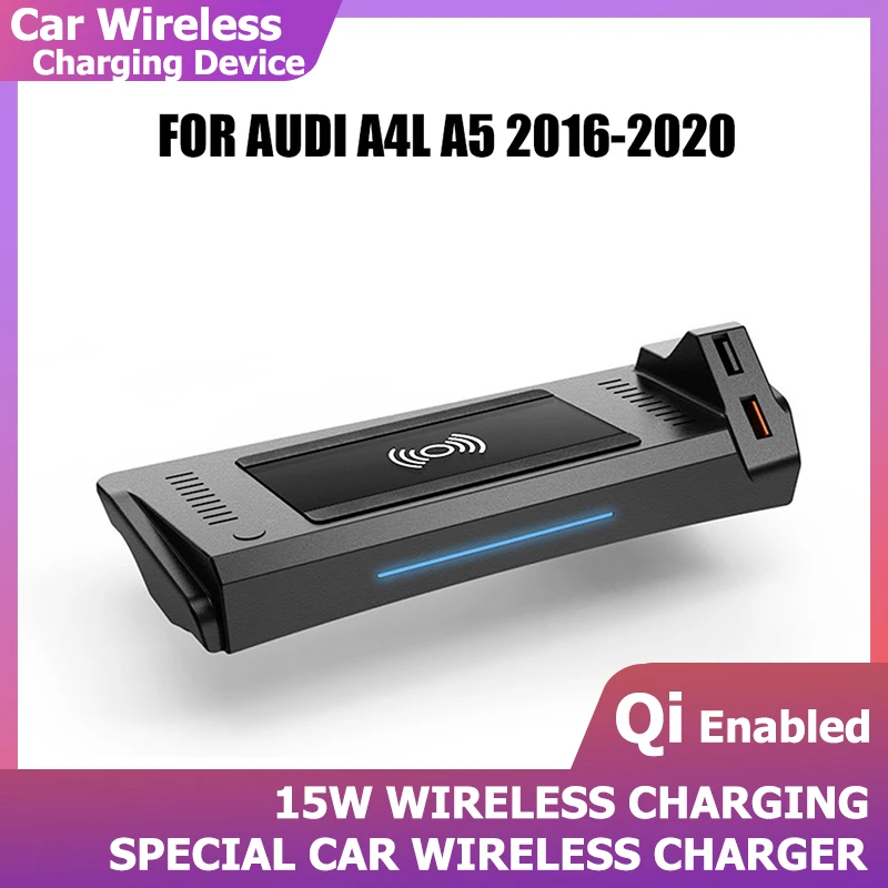 Car wireless charging 15W QI For Audi A4L A5 S5 S4 2016 2017 2018 2019 2020 Fast USB Phone Wireless Charging Plate Accessories