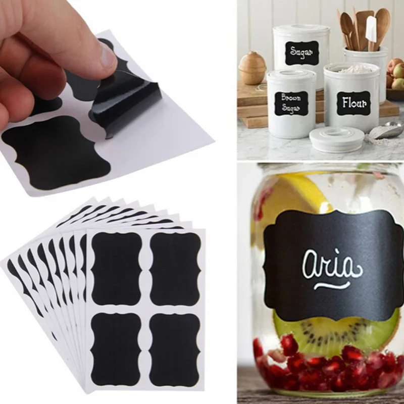 36pcs Fancy Black Board Kitchen Jam Jar Label Labels Stickers 5cm x 3.5cm Decor Chalkboard | Дом и сад