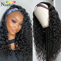 nicelight hair 4 water curly headband wigs remy scarf wig glueless brazilian human hair wigs for black women natural curly wig