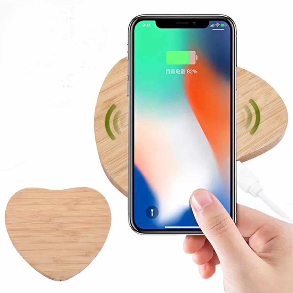 Беспроводное зарядное устройство Qi Wood для Samsung Galaxy Note 9 iPhone беспроводное зарядки