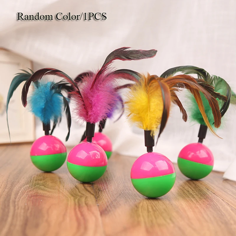 

Plastic Feather Cat Interactive Toys Pet Cat Supplies Funny Kitten Toys Tumbler Amuse Feather Toys Cats Throwing Toys