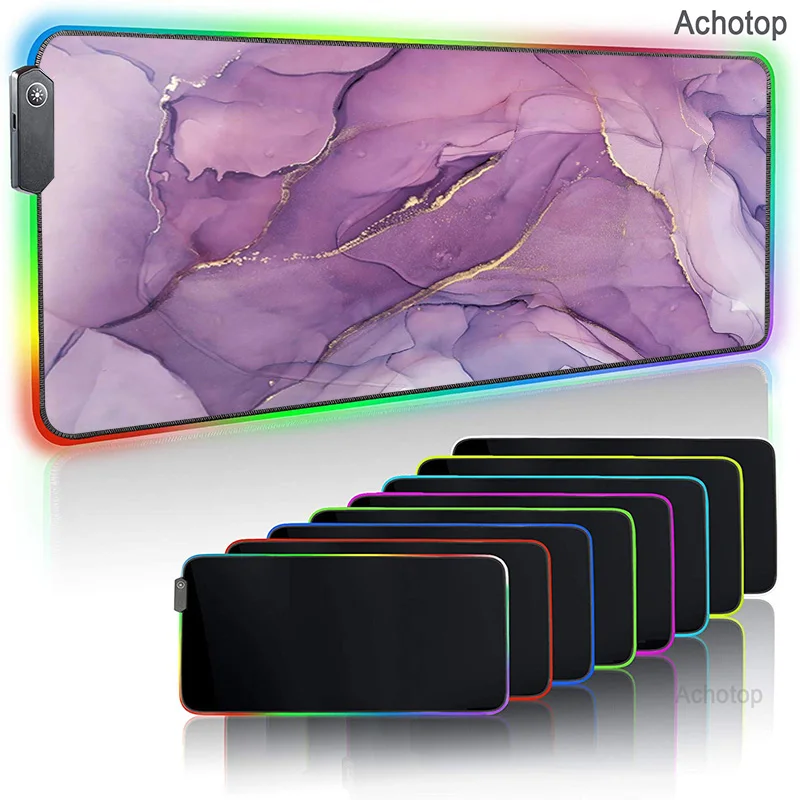 

Ink Marble LED Light Mouse Pad Gamer Mousepad Colorful Surface Mouse Mat RGB Large Keyboard Cover Non-Slip Rubber PC Besk Mat
