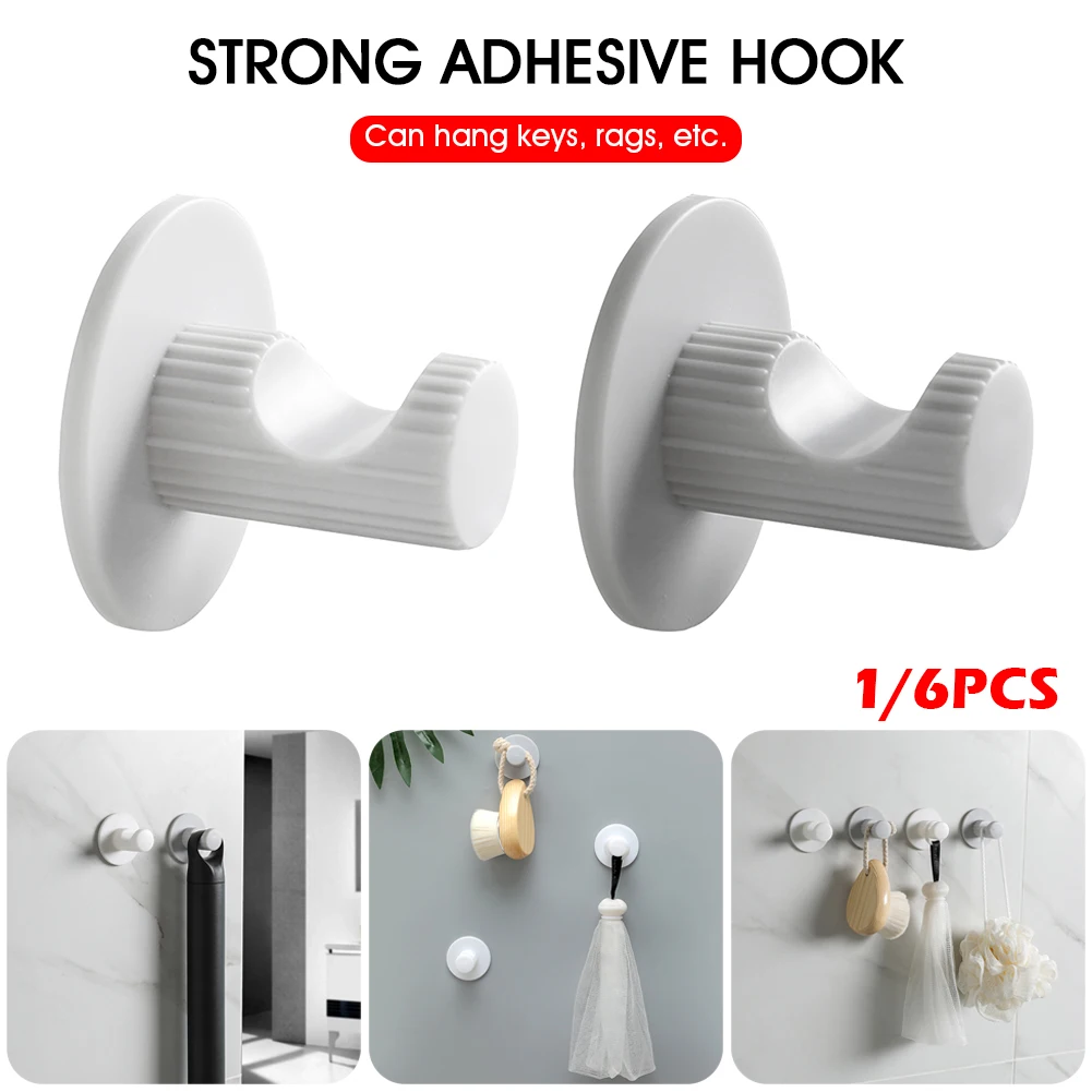 

Household Strong Adhesive Plastic Wall Hooks Holder Hook Punch Free Hanger Door Home Kitchen Bathroom Office Decor Organizer