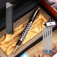 jinhao 500 chessboard rollerball pen luxury gold clip ballpoint pen 0 7mm black refill metal roller ball pens free shipping