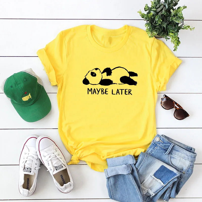

Lovely Panda Letter Print T Shirt Women Cotton O Neck Short Sleeve Summer -Shirt ops Casual Shirts