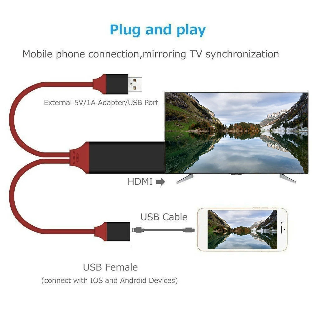 HDMI кабель планшеты высокая скорость Plug And Play Смарт синхронизация Экран AV адаптер