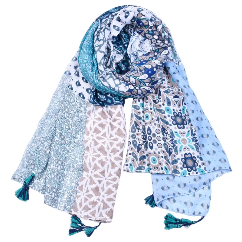 

The United States 60 Ms Woven Satin Scarves In The Spring And Autumn Grid Printing Custom Wholesale Tassel Muslim Scarf