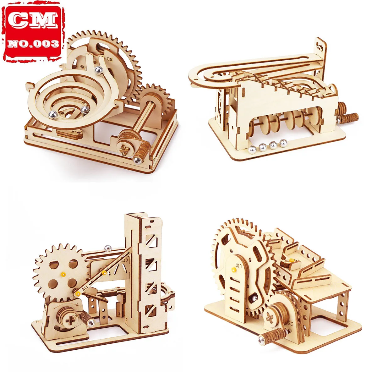 

4 Kinds Marble Race Run 3D Wooden Puzzle Mechanical Kit Stem Science Physics Toy Maze Ball Assembly Model Building For Kids