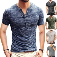 mens casual slim fit basic henley longshort sleeve fashion summer t shirt button down solid color oversized stretch soft shirts