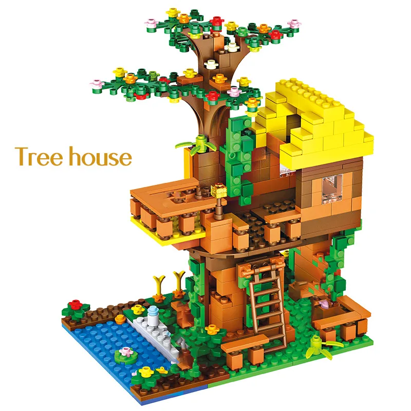 My World Brinquedo Кирпичи Классические деревья из джунглей дом совместимые