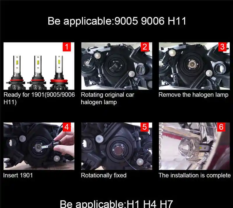 H1 H3 светодиодный фар Hulbs H7 светодиодный Автомобильные фары H4 H11 HB3 9005 HB4 9006 H13 6000K 72W 12V 24V 4000LM авто фары автомобиля