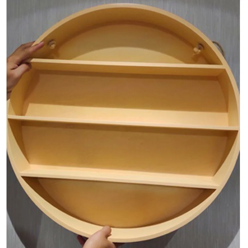 Стеллаж для хранения и организации стен круглая декоративная полка из массива