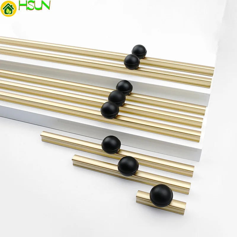 Цинковые ручки современный сплав золотая для шкафа и черная дверь - купить по