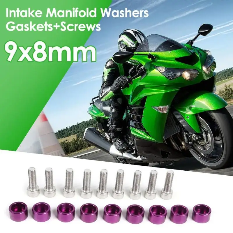 9 шт. 8 мм Автомобильный впускной коллектор алюминиевые шайбы + винты отличный