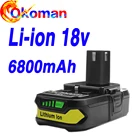 2021 новый оригинальный 18 в 6800 мАч P107 Сменный аккумулятор для Ryobi P104 P105 P102 P103 P107 Беспроводной литий-ионный аккумулятор L50