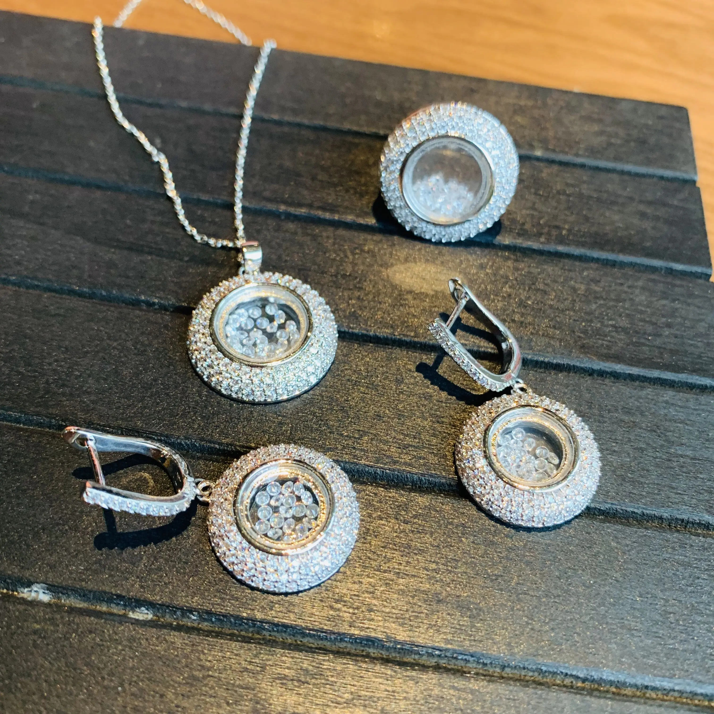 Модные Роскошные Ювелирные наборы с подвеской на удачу кубическим цирконием для