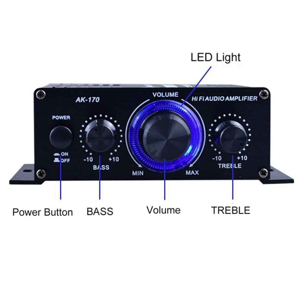 

MP3 Power Amplifier Music Stereo 20Hz-20KHz Accessories Aluminum alloy