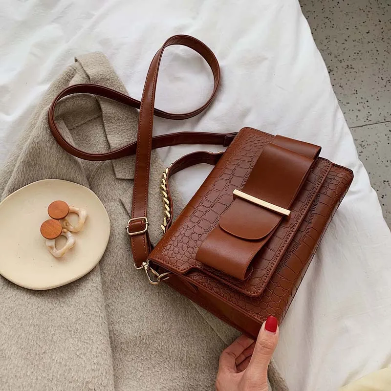 Brown Качественные сумки через плечо с каменным узором для женщин маленькая сумка-тоут женская сумка для путешествий брендовая сумка-мессенджер - Цвет: Brown