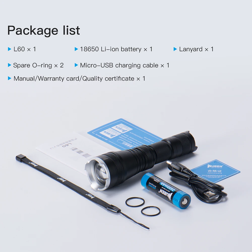 Светодиодный тактический фонарик WUBEN 1200 люмен масштабируемый USB перезаряжаемый